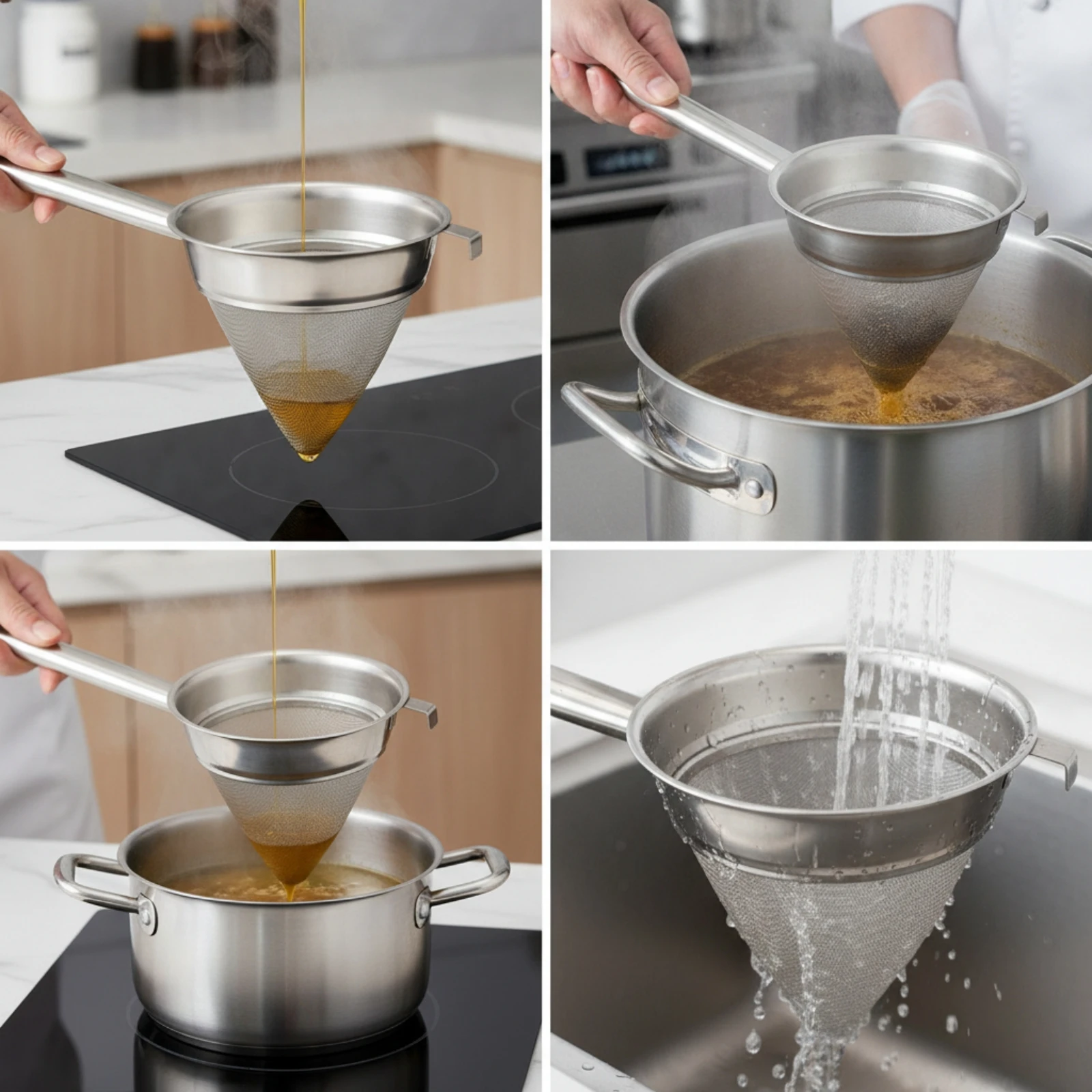 Conical Mesh Strainer Stainless Steel Conical Strainer Sieve Long-Lasting Utensil Easy to Clean for Chefs, Home Cooking
