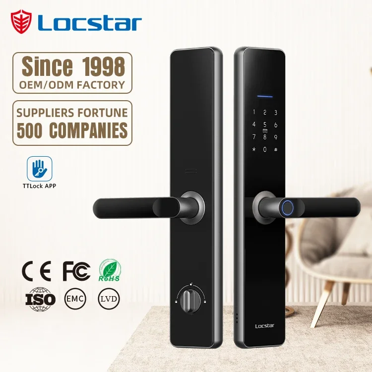 Locstar Wifi TTlock App Smart Door Lock Biometric Lock Fingerprint Door Handle Digital Keyless Lock