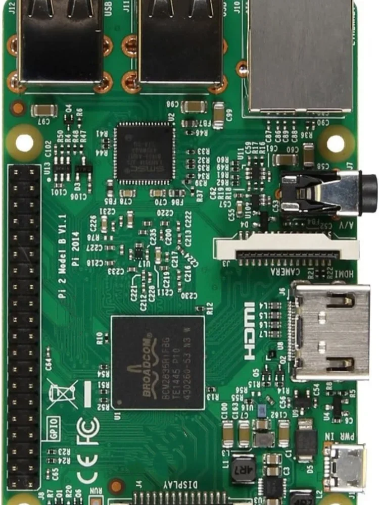 Pi 2 model B desktop computer (quad core CPU 900 MHz, 1 GB memory, Linux)