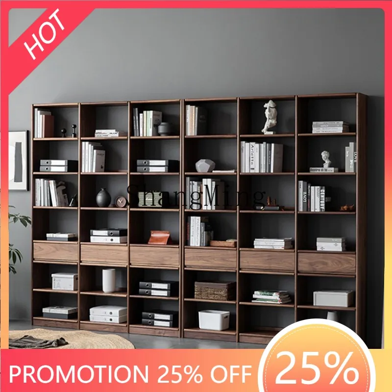 

SM solid wood black walnut oak bookcase shelf combination multi-layer bookshelf wood wax oil environmental protection