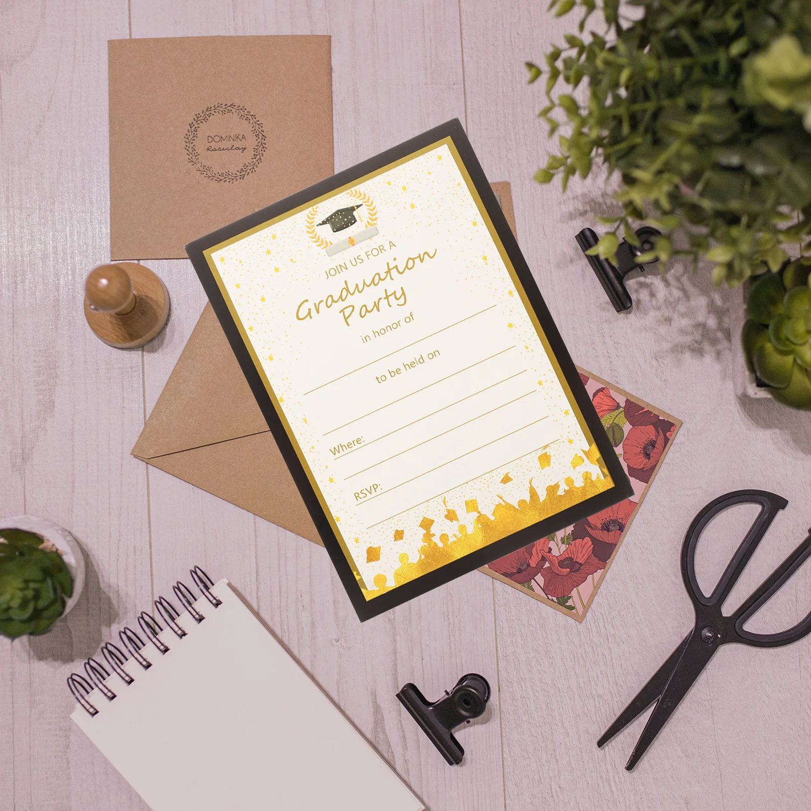 

20Pcs Graduation Party Invitations Premium Paper Grad Congrats Announcements Exquisite Design for School Ceremony Celebration