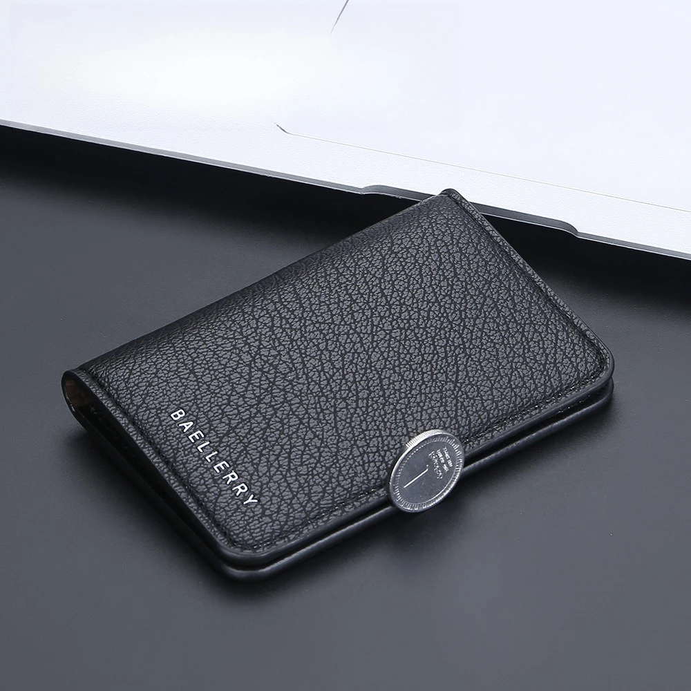 New Pu Leather Men's Card Wallet Travel Organizer Multi-card Position Short Bag Portable Business Card Clip Holder