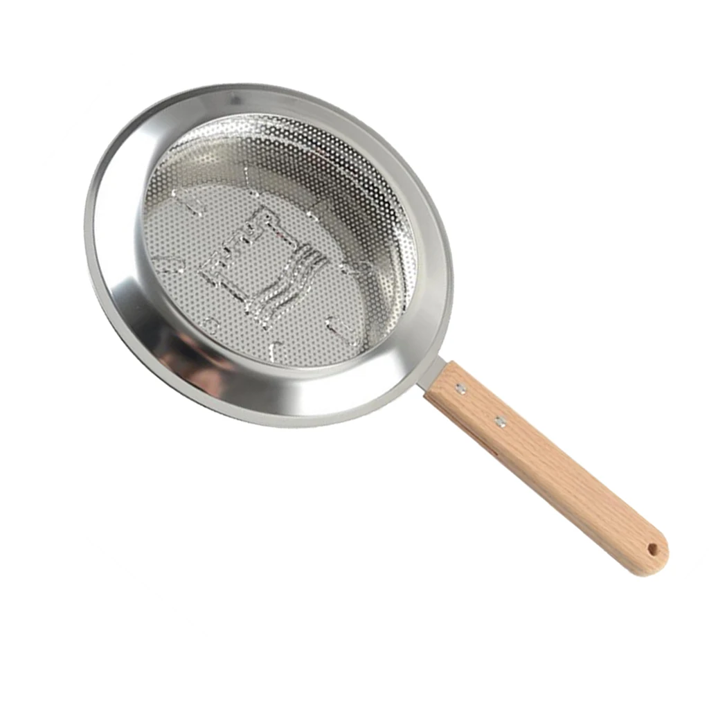 Nhà Tay Rang Cà Phê Inox Có Tay Cầm Bằng Gỗ