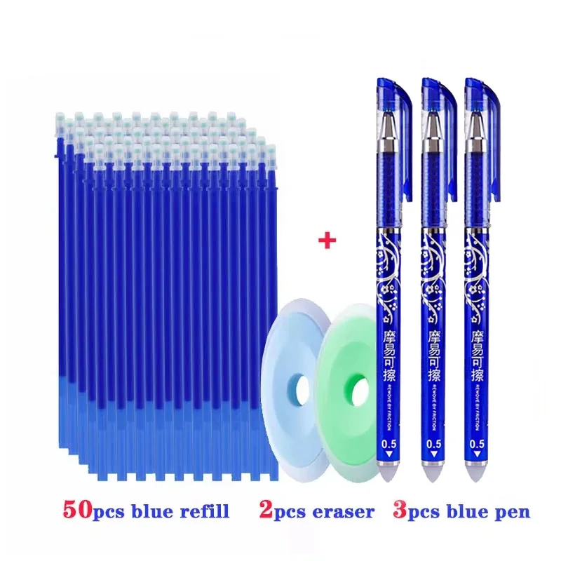 55 teile/los Löschbaren Gel Stift 0,5mm Refill Stange Magische Tinte Löschbaren Stift Waschbar Griff Büro Schule Schriftlich Werkzeuge Kawaii schreibwaren