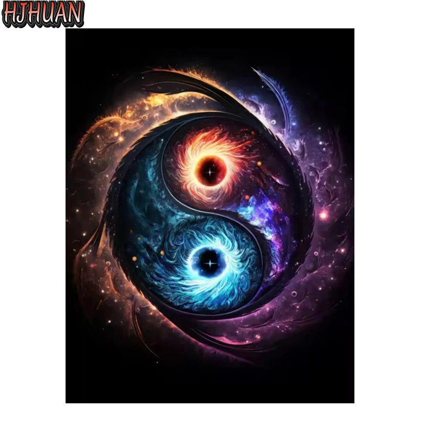 Новая 5D алмазная вышивка с кристаллами, круглая, с изображением Тай-чи Инь-Ян, пейзаж, DIY алмазная живопись, вышивка, декор для дома, алмазная мозаика, подарок
