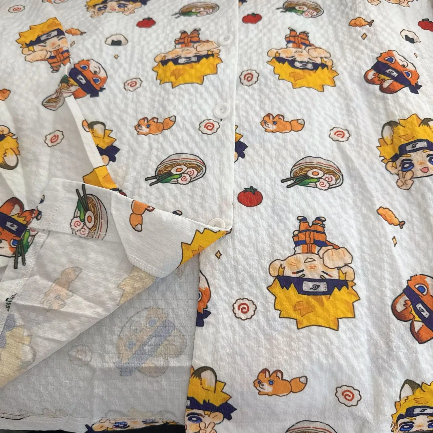 Naruto Uzumaki Cute Anime Print Pajamas Set Long Sleeve Lapel Loungewear Soft Waffle Home Sleepwear for Women Girls Anime Fans view 6