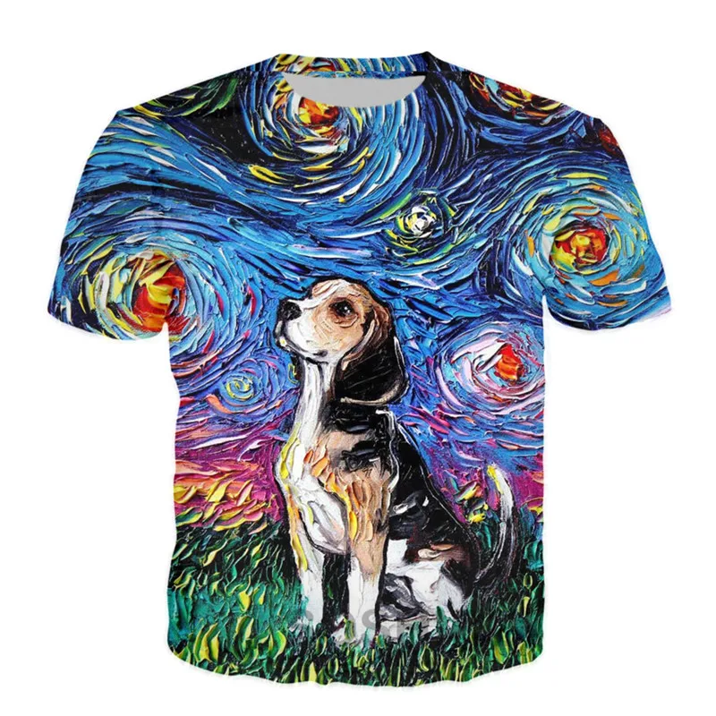 New Funny Animal Cat Dog graphic t shirts Summer Fashion Casual Trend Interesting Round Neck Tees 3D Printed streetwear Tops