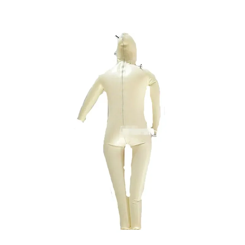 

100% Latex Comfort Rubber Catsuit Bodysuit Stylish White Double layer Suit Size XS-XXL
