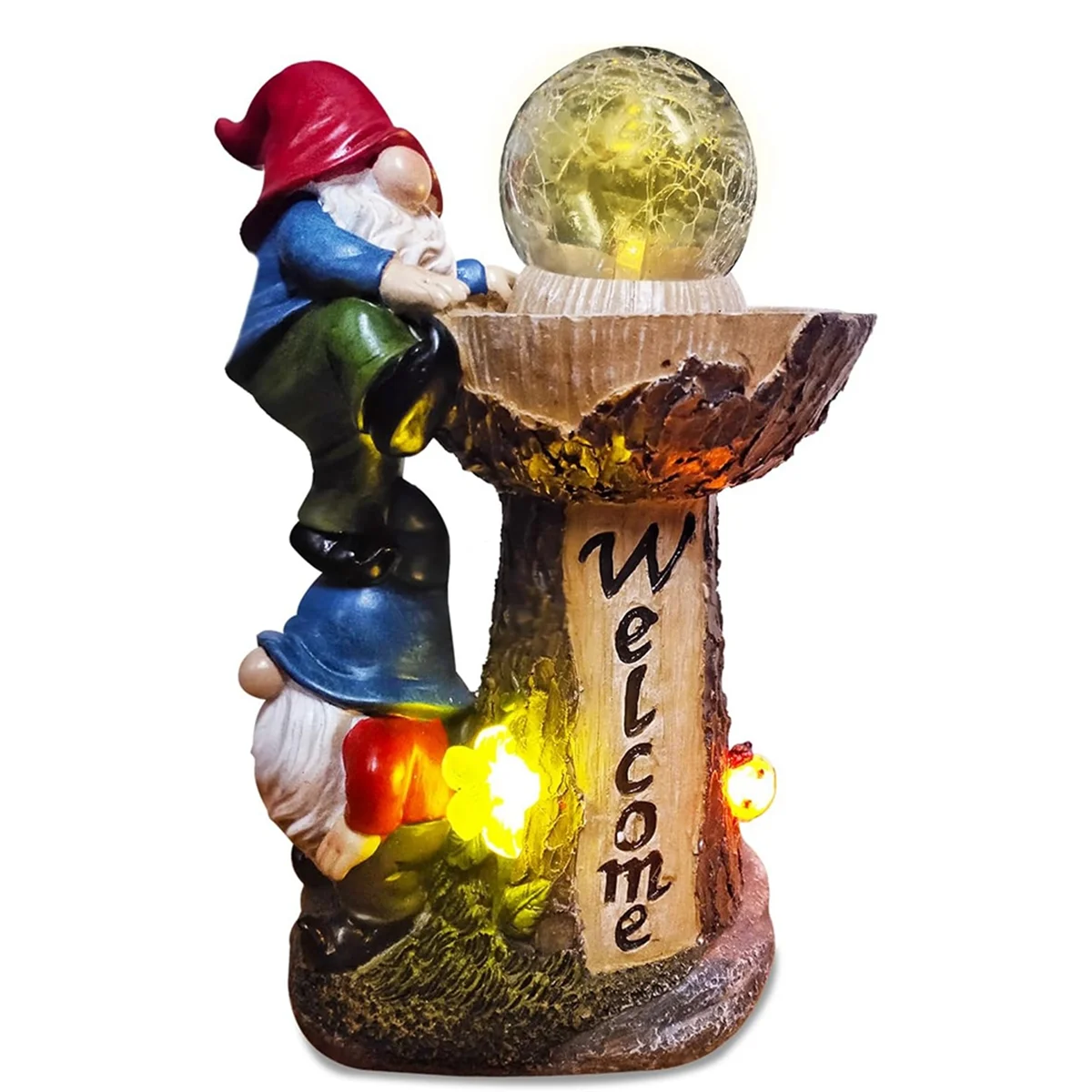 Garden Gnome Statue,Solar Garden Gnomes Decor with LED Light, Funny Garden Gnomes, for Patio Lawn Porch Decoration