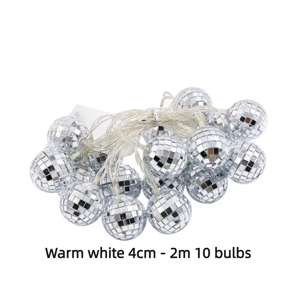 Festive Ambient LED Christmas Tree Ornament Lights Soft Glow Reflective Silver Mosaic Balls Knit Hat Shaped Lights Flexible Wire