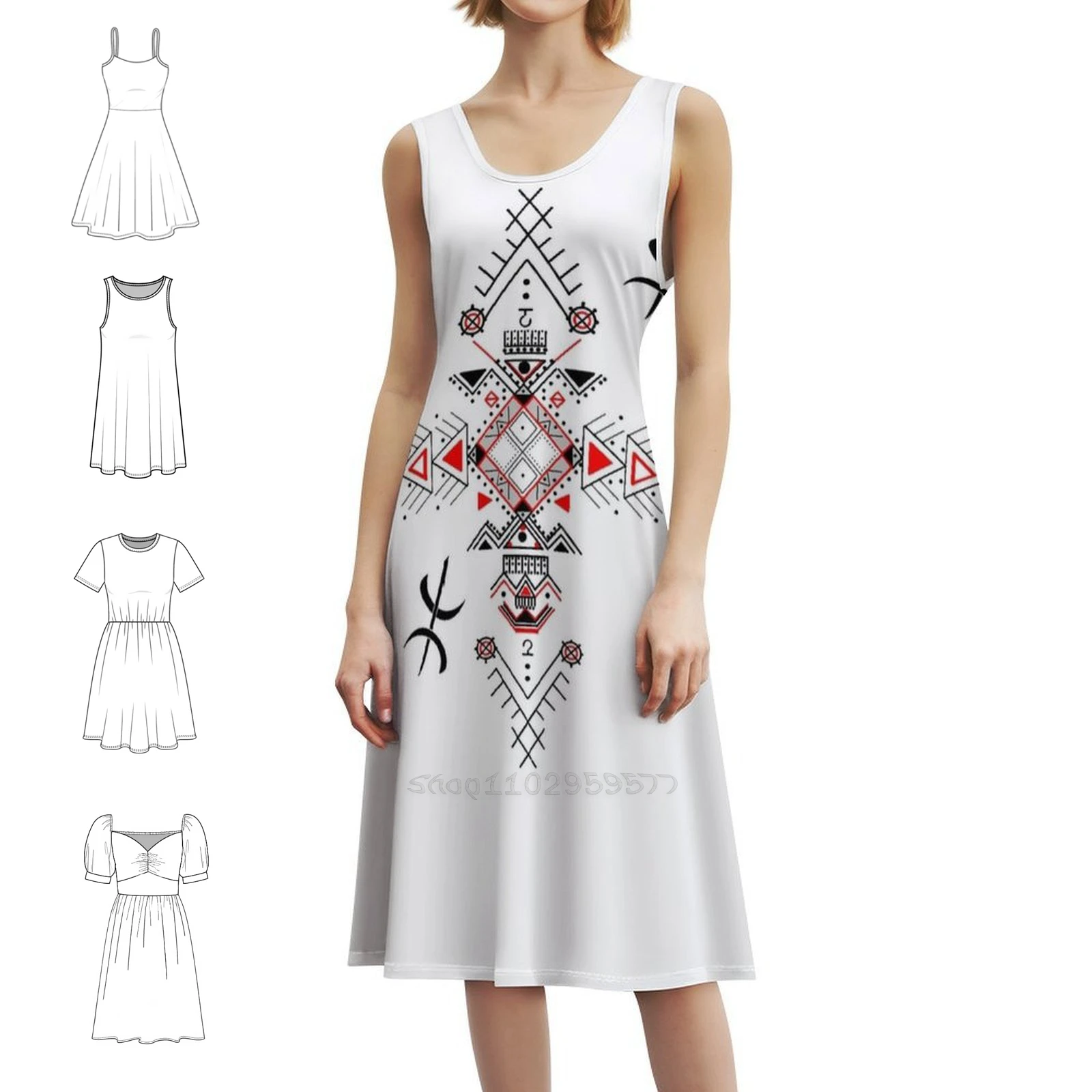 فستان حفلات نسائي من Amazigh Kabyle Berber أنماط ملابس الشارع الشهير ملابس نادي مطبوعة عصرية للإناث Kabyle Berber Amazigh