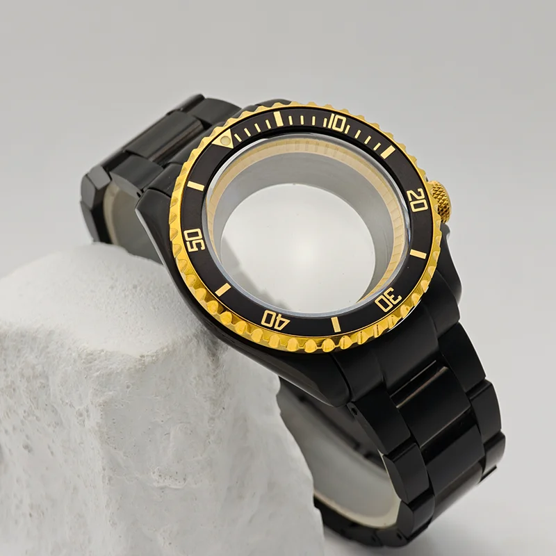 

Black Gold NH35 Watch Case 41MM SKX007 Case Fits NH35 NH36 4R 7S Movement Sapphire Glass Stainless Steel Men's Watch Case Parts