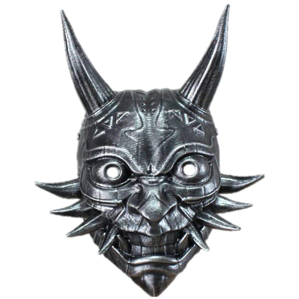 Rivet Punk Mask Terror Halloween Party Game Theme Costume Long Horn Prajna Cosplay Mask Resin