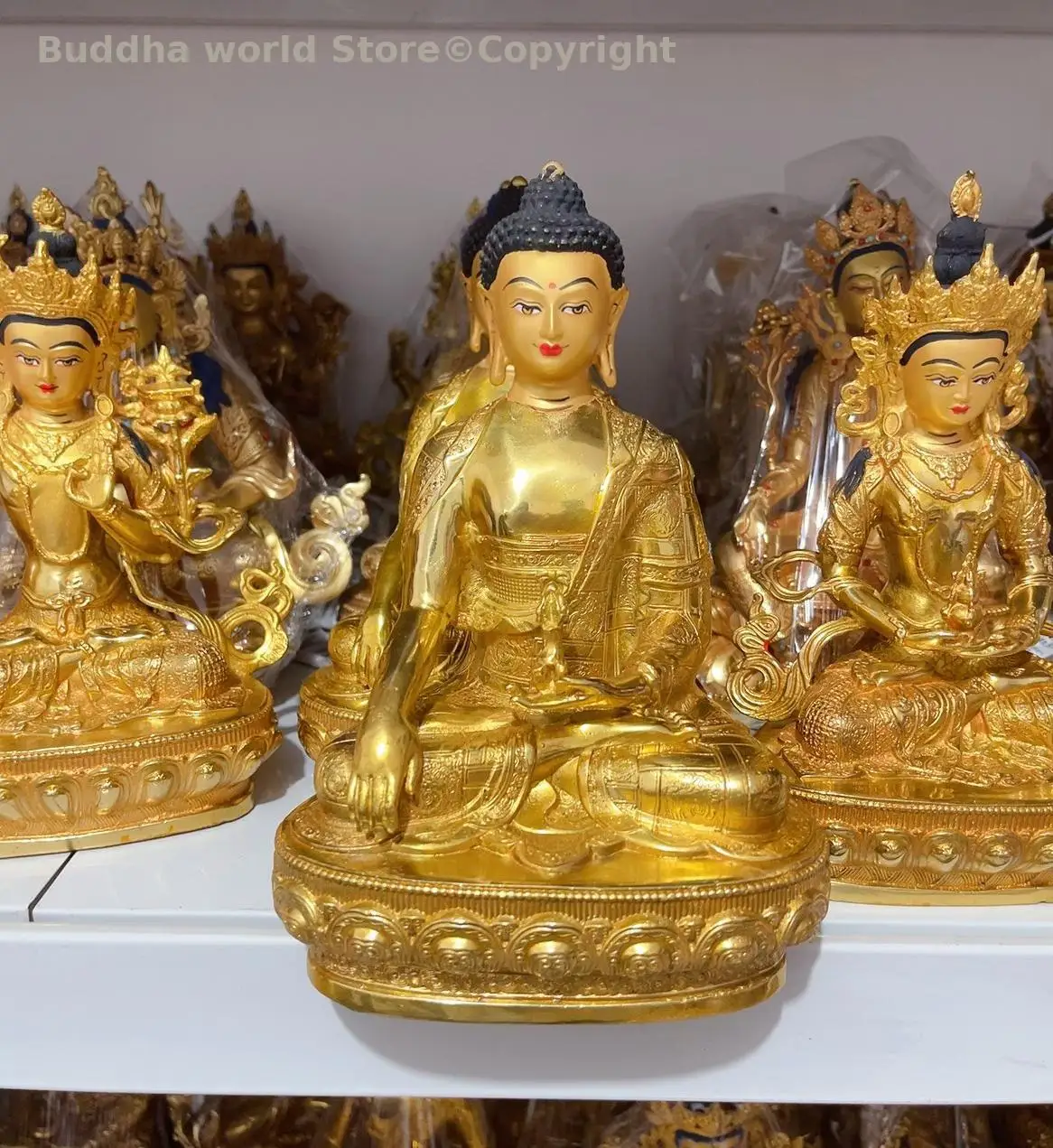 21cm Asia Buddhism COPPER gilding Medicine Buddha Sakyamuni Tibet Thailand Buddha statue HOME Altar worship Effective protection