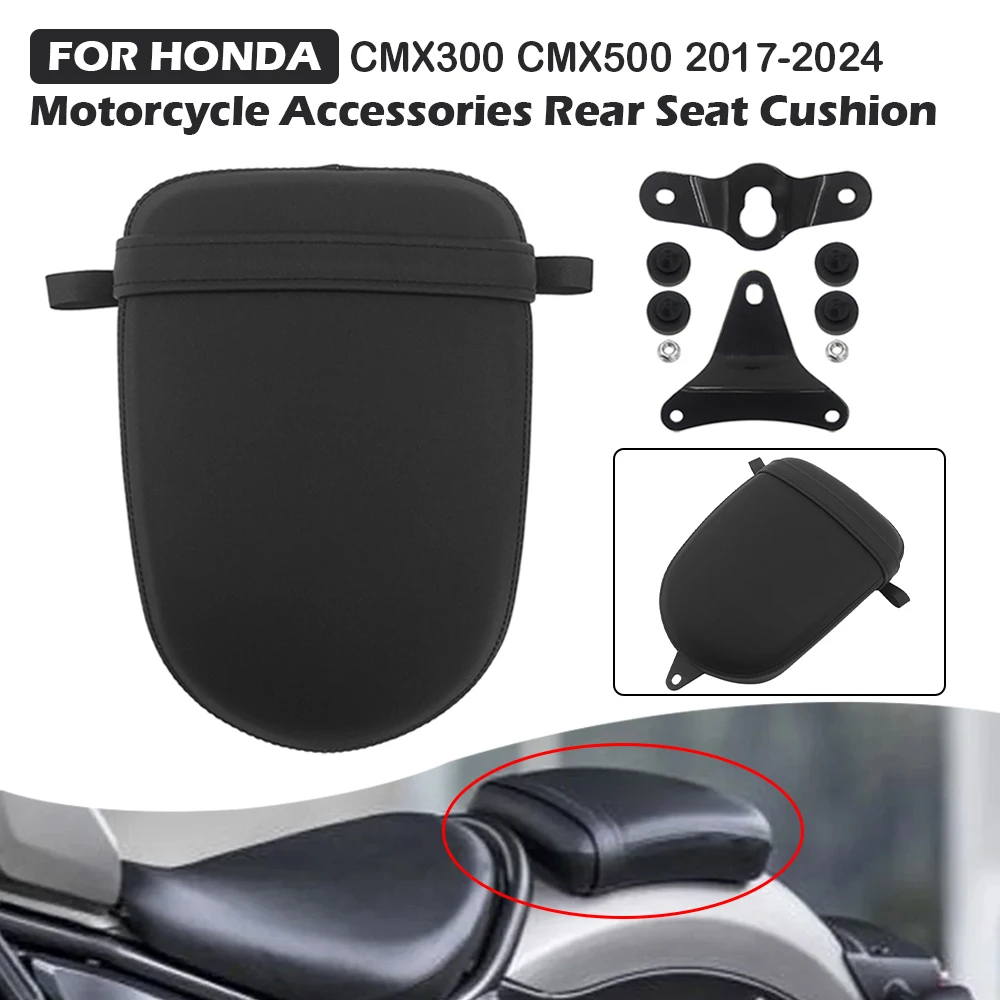 FOR HONDA CMX300 CMX500 2017 2018 2019 2020 2021 2022 2023 2024 Motorcycle Rear Pillion Passenger Seat Leather Cushion Pad Black