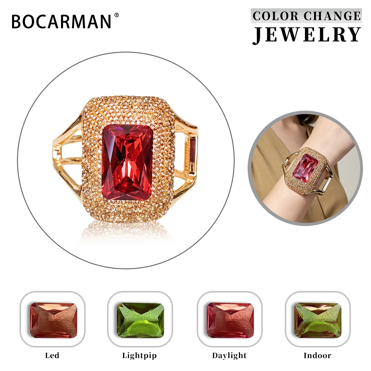 Türkischer Farbstein Sultanit Schmuck, Quadratisches Manschettenarmband für Frauen, Farbwechsel bei unterschiedlichem Licht, Elegante Mode – Detail 1