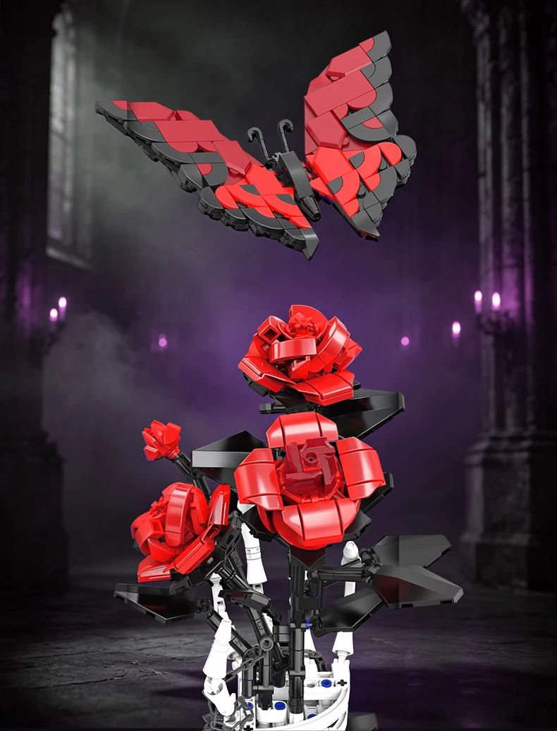 Idea Baustein Rote Rose Lernspielzeug Skelett Schmetterling Blume Handkonstruktion Baustein-Sammlung für Geschenke – Detail 5