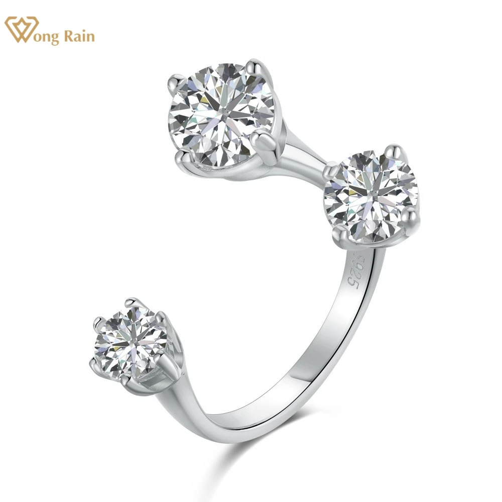 

Wong Rain Fashion, 100% Стерлинговое Серебро 925 пробы, 7 мм, 1.5CT, высокоуглеродный алмаз, драгоценный камень, хорошее ювелирное изделие, Открытое кольцо для женщин, оптовая продажа