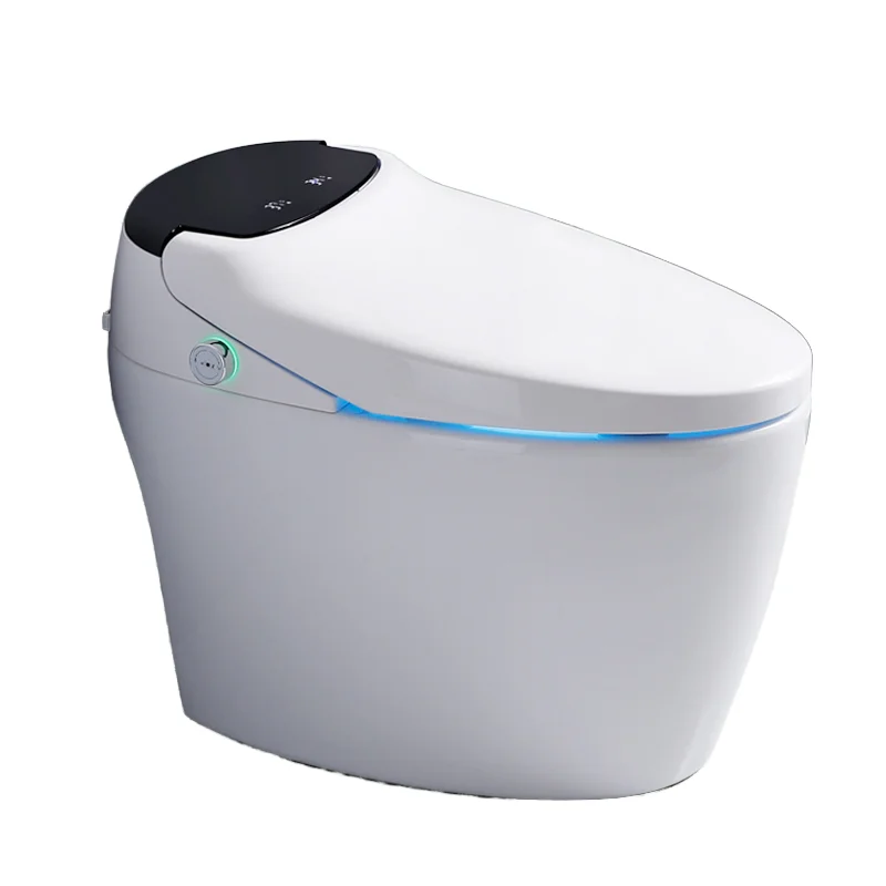 110V One-Piece Ceramic Smart Intelligent Toilet Floor Mounted Elongated Bowl Remote Control Seat Heating S-Trap Included