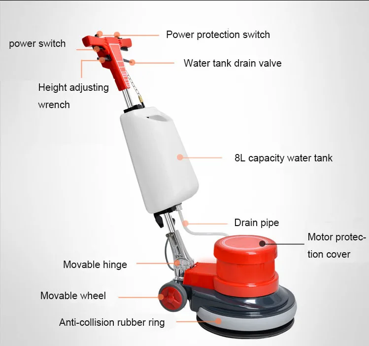 A-005 17in Escova 175rpm Polidor de piso compacto de alta velocidade Purificador de piso de disco único