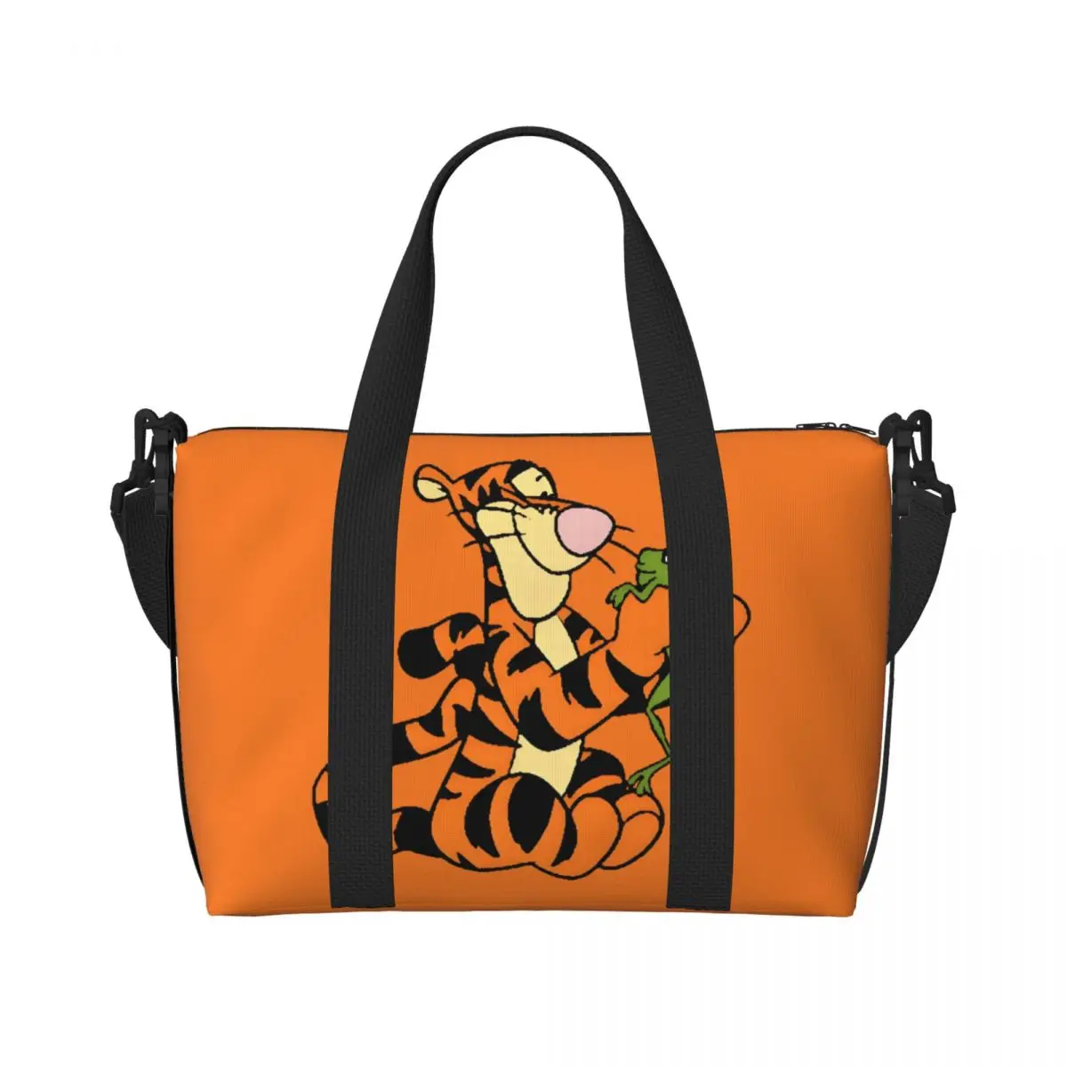 

Большая женская сумка-тоут с мультяшными персонажами Тигр и Винни-Пух, на заказ Сумка-шоппер для спортзала, пляжа и путешествий