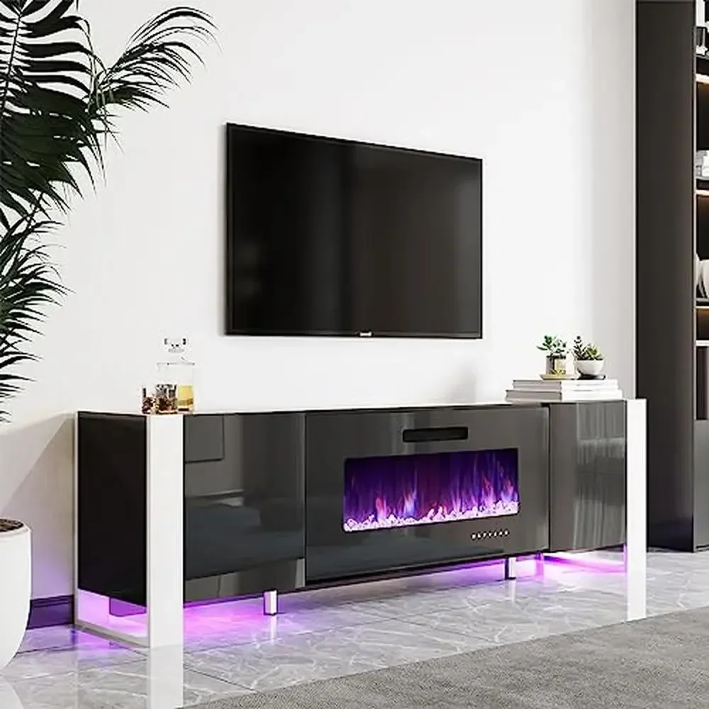 Modern High Gloss Fireplace TV Stand with 36