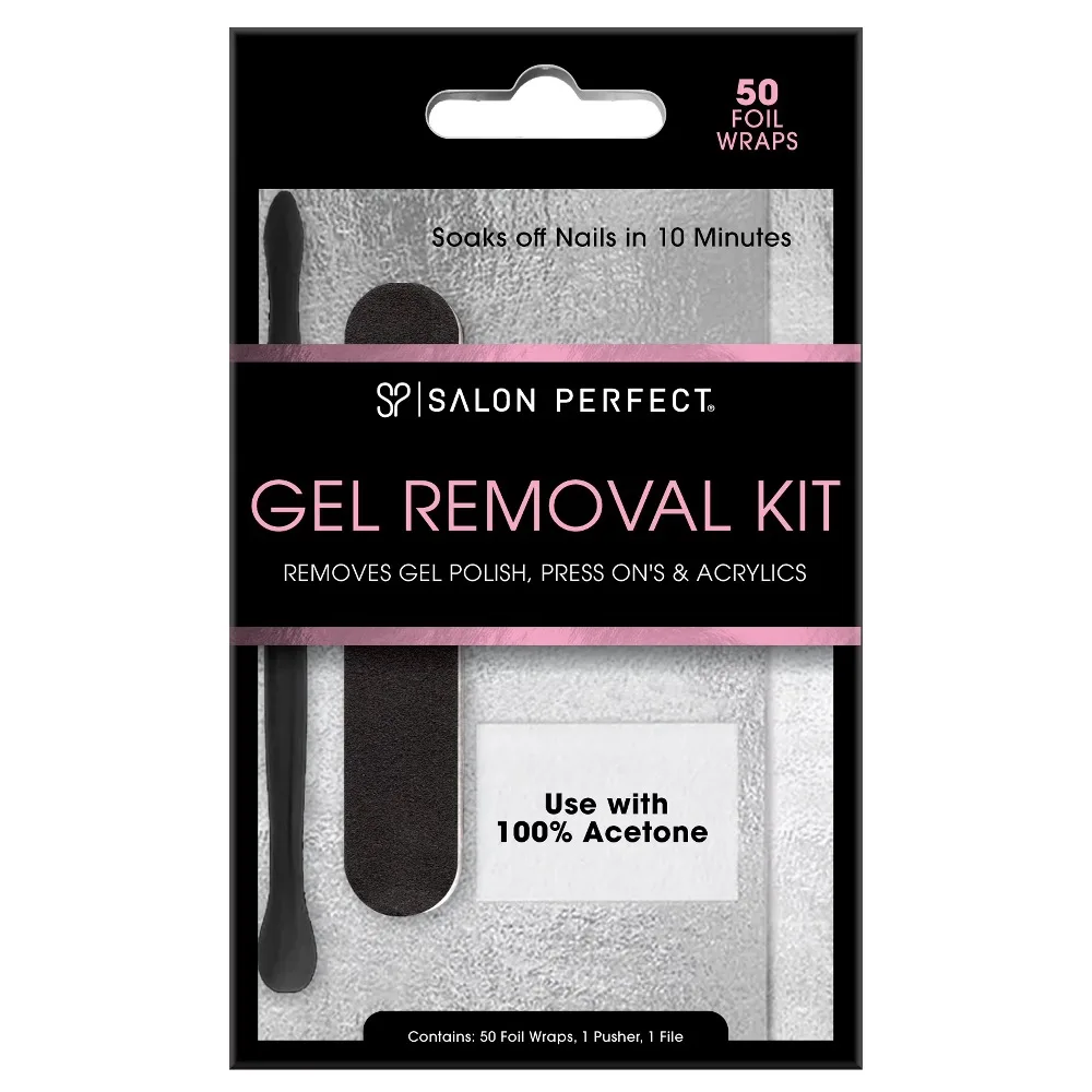 

Professional Gel Nail Polish Remover Kit with 50 Foils, Acetone Compatible, Includes Nail File and Cuticle Pusher for Manicure