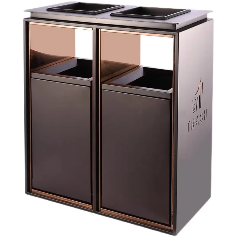 Hotel lobby stainless steel with ashtray vertical trash can custom shopping mall lobby elevator entrance