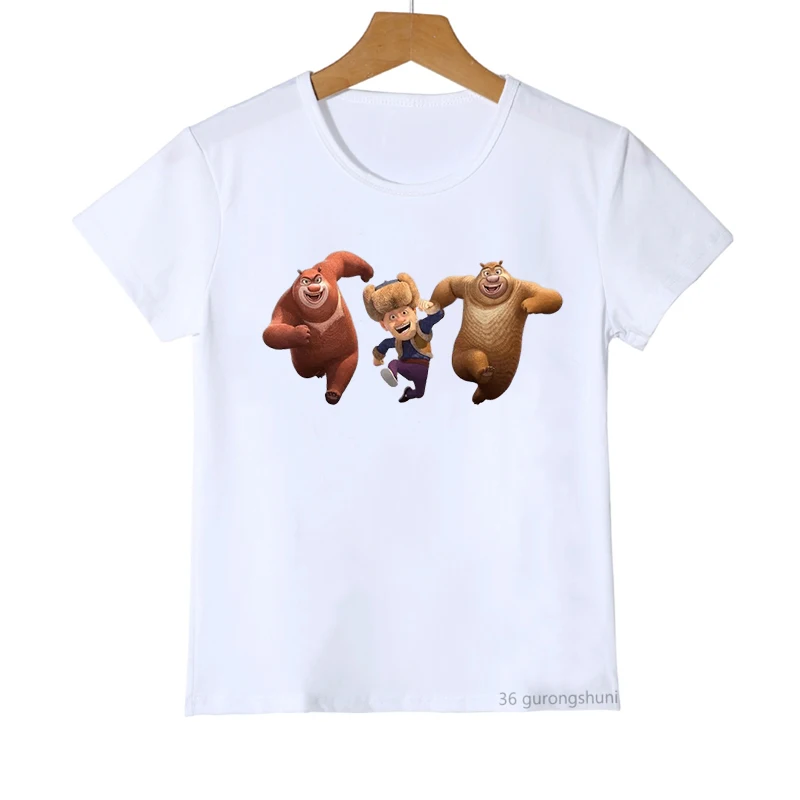 

Funny free Boonie Bears T-Shirt Bald Strong Bear Big T Shirt Cartoon Print Kids Clothes Baby Boys Girls Shirt Summer Top