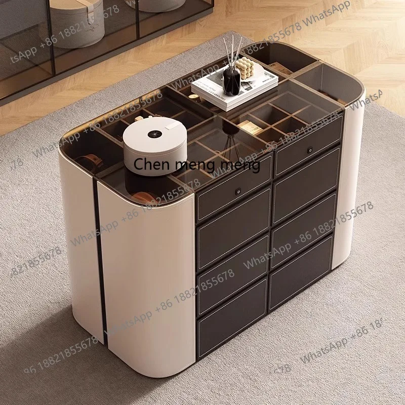 

Cloakroom Italian light luxury simple modern double-sided curved jewelry cabinet bedroom storage display chest cabinet