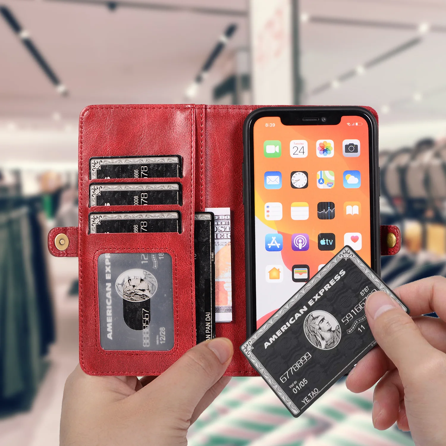 Wallet Phone Leather Case For iPhone 14 Plus 13 12 11 Pro max XR Xs 8 7 6 Plus Card Holder Multifunction Flip Protective Cover