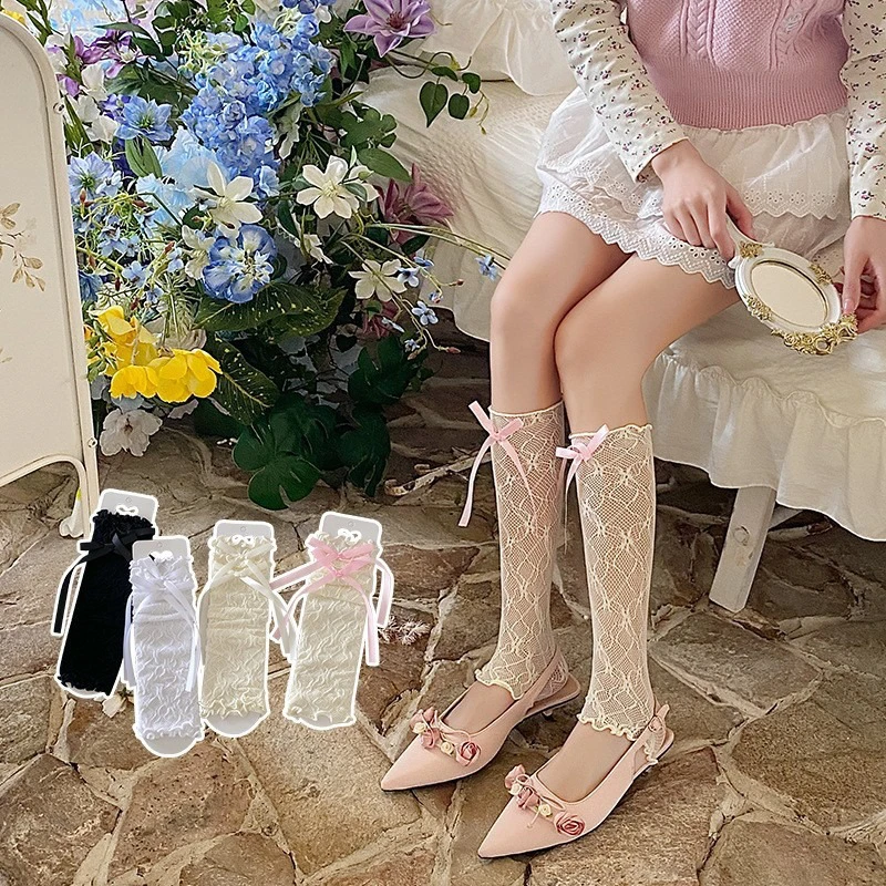 

Summer Thin Leg Cover Fishnet Stockings Women Fashion Mesh Lace Foot Warmers Breathable Women's Socks & Hosiery