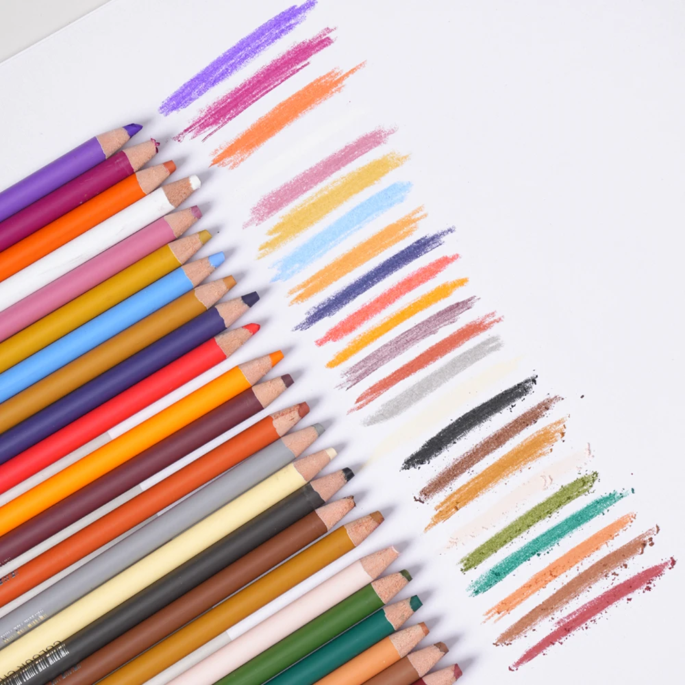 24 Colors Professional Colored Charcoal Pencils Drawing Set Skin Tone Colored Pencils Pastel Chalk Pencils for Sketching