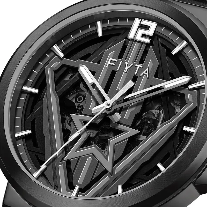 ساعات ميكانيكية أوتوماتيكية من Fiyta للرجال، ساعات رياضية خارجية مقاومة للماء بطول 100 متر من الفولاذ المقاوم للصدأ