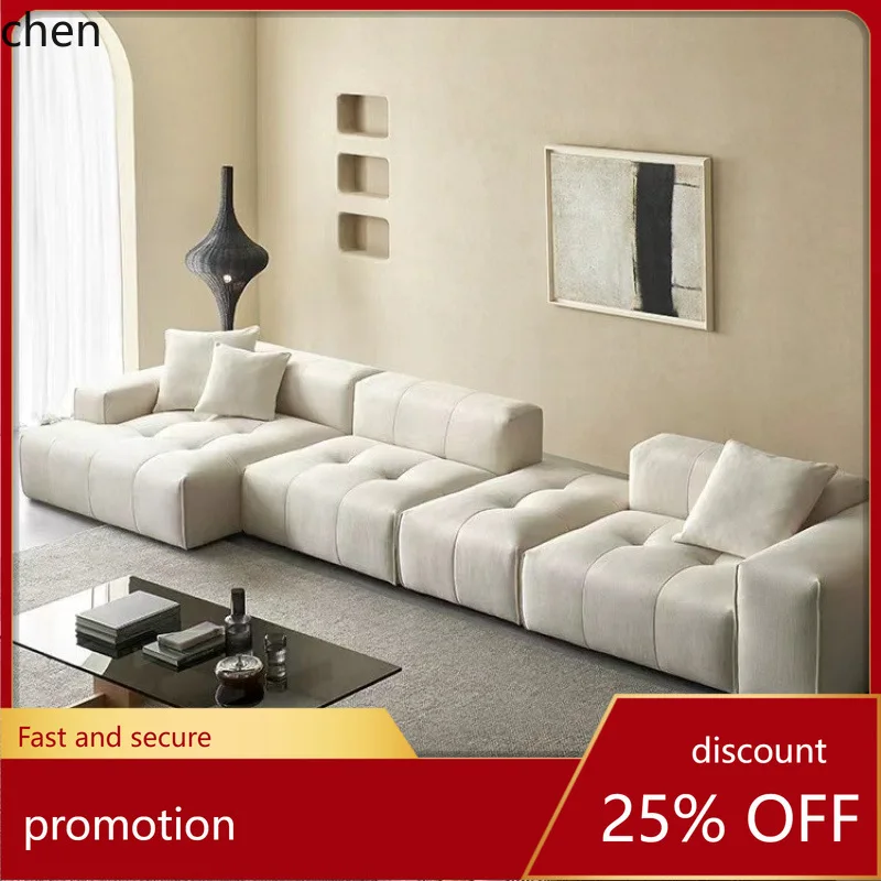 

HT Wabi-Sabi Style Modular Fabric Corner Sofa Large Flat Living Room Sofa Minimalist Glutinous Rice Fabric Sofa
