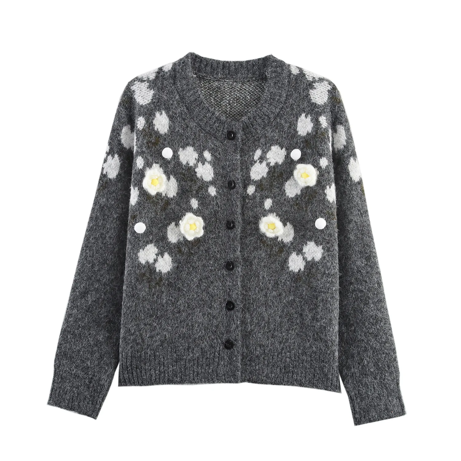 

European And American Best-Selling Knitted Cardigan With 3D Flowers For Women Fashionable Sleeveless Outerwear