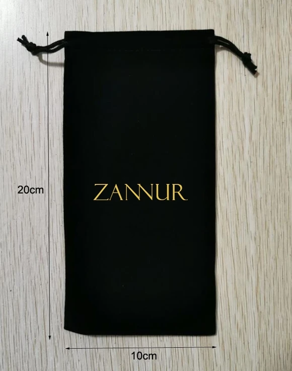 

100pcs 10x20cm Black Velvet Bags Drawstring Gift Pouches Printed With Gold Color Logo Customized Logo