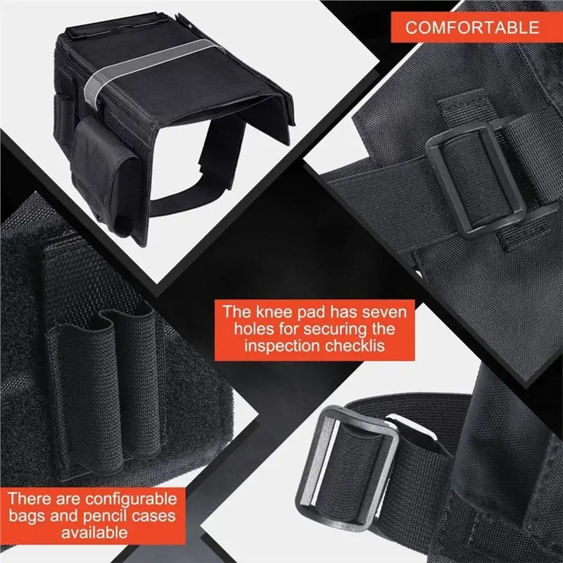 AT82-Adjustable Pilot Kneeboard 7 Slots Flight Planning Clip Board With Leg Strap Pen Holder