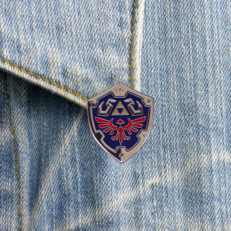 أسطورة Zellda Hyllian درع المينا دبوس لعبة بروش شارة أفضل صديق هدية #5