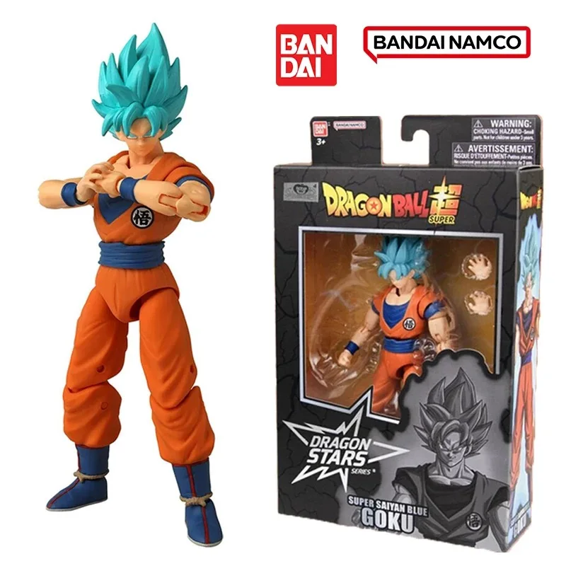 Bandai-figura de acción de Dragon Ball, modelo ensamblado de siete Dragon Ball, pelo azul, Goku, Monkey King, juguete de regalo