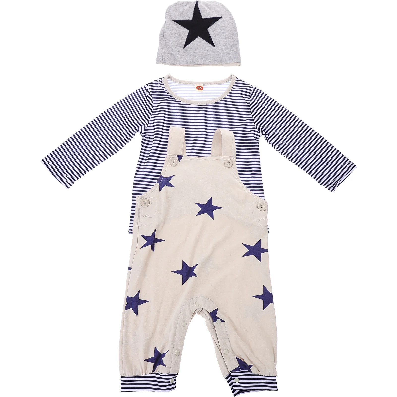 

1Set Boy Suspender Trousers Clothes Suit Long Sleeve Shirt Hat Toddler Outfit Breathable Spring Summer