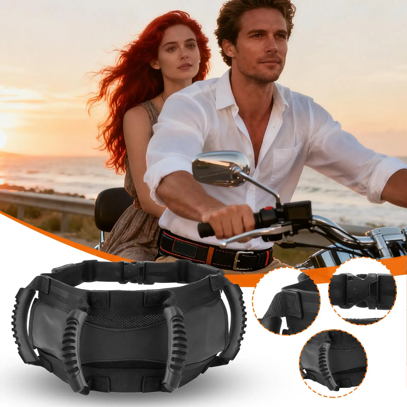

Rear Seat Handle Motorcycle Adjustable Passenger Grip Grab Handle Safe Belt Passenger Handle Accessory