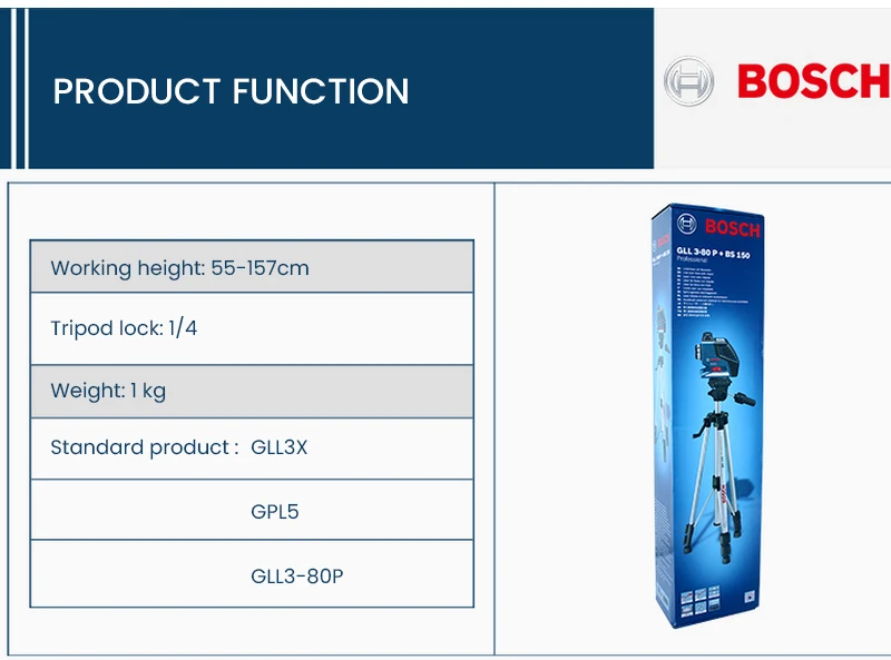 Imagem -03 - Bosch-tripé a Laser com Suporte Medidor de Marcação de Distância 55157cm Apto para Glm5023g Gpl3g Gll360xg Gll3x Gpl5 Gll380p Bt150 4