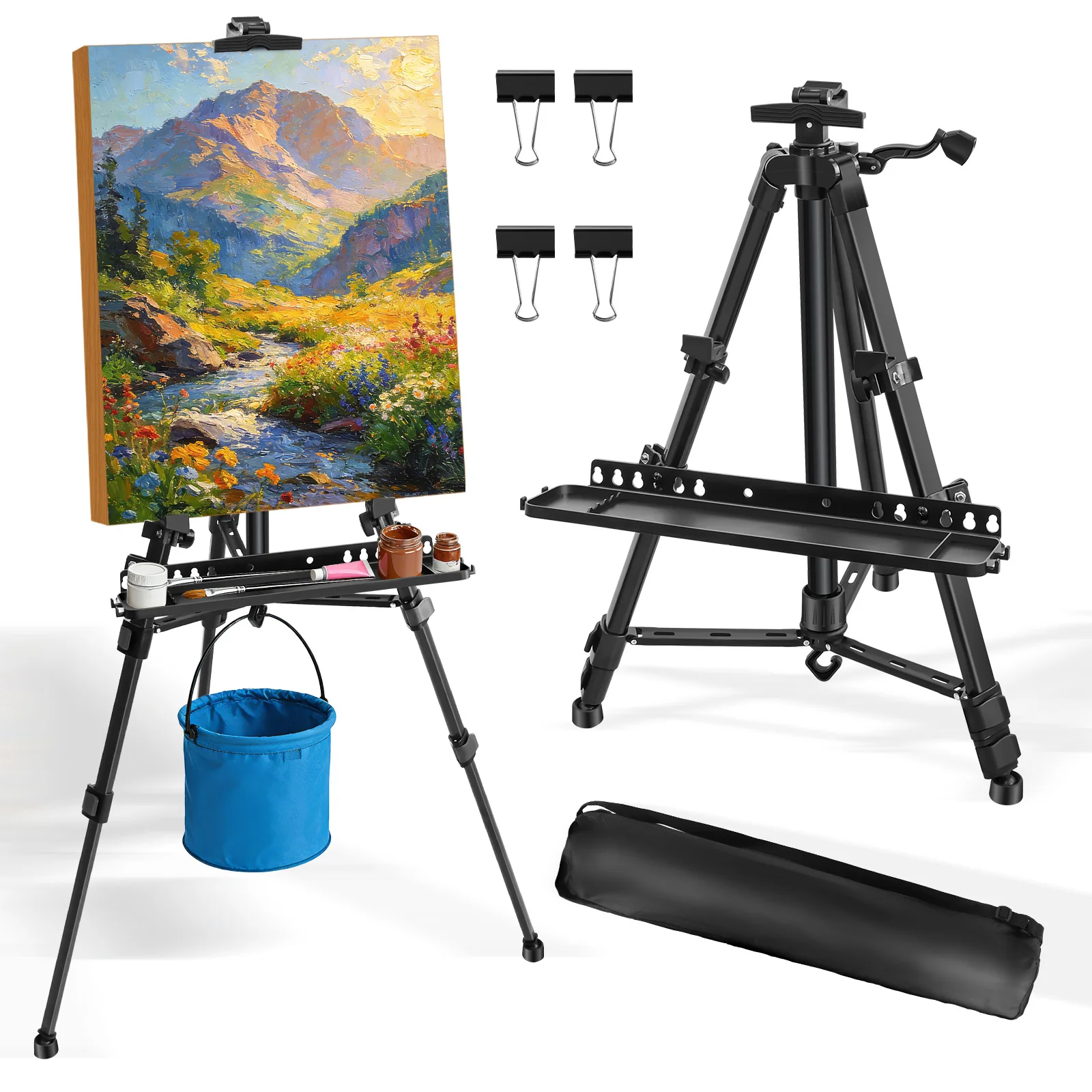 Adjustable Metal Art Easel with Travel Bag