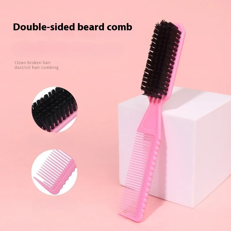 1PC Barber Neck Duster Vintage Style Nylon Bristles2 in 1 Dual Side Brush for Hair Trimming Cleaning Mustache Beard Styling Tool
