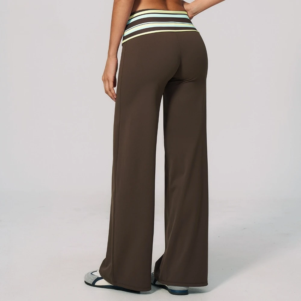 Fold Over Waist Yoga Pants Flare Leggings Women High Waist Wide Leg Pants Women Gym Fitness Sports Flared Pant Dance Trousers