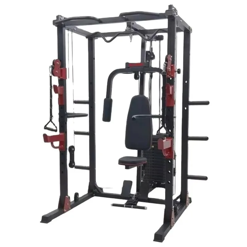 Home Gym Integrated Trainer Smith Machine Power Squat Rack Multi-Function Workout Made of Durable Metal