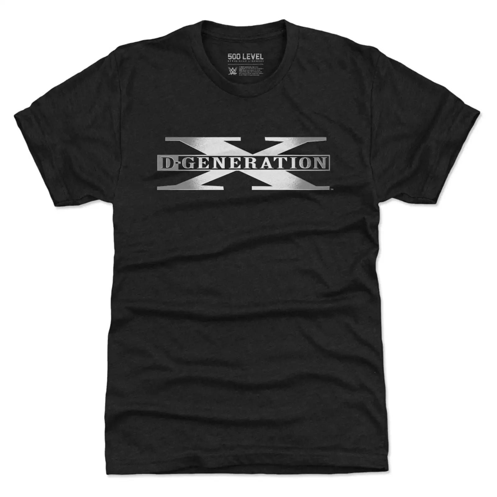 Camiseta Premium Tri-Blend para Hombre, Nivel 500, Color Negro Heather, con Logotipo D Generation X, Estilo Vintage Lavado, Cómoda y Transpirable
