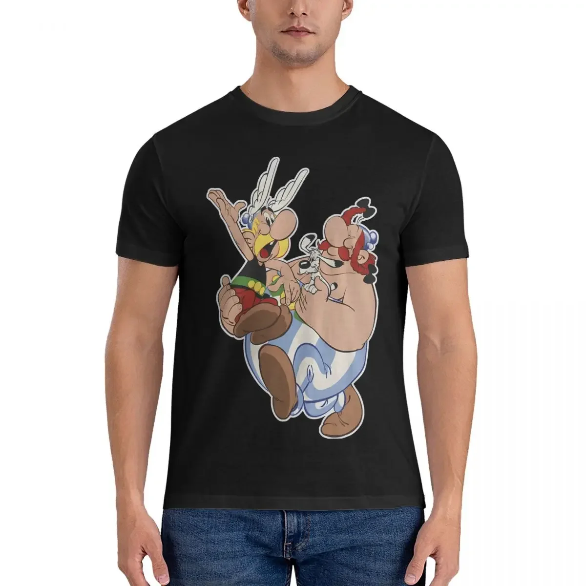 The Gauls Men T Shirt Asterixs And Obelixs Vintage Tees Short Sleeve Crewneck T-Shirt 100% Cotton Adult Clothes