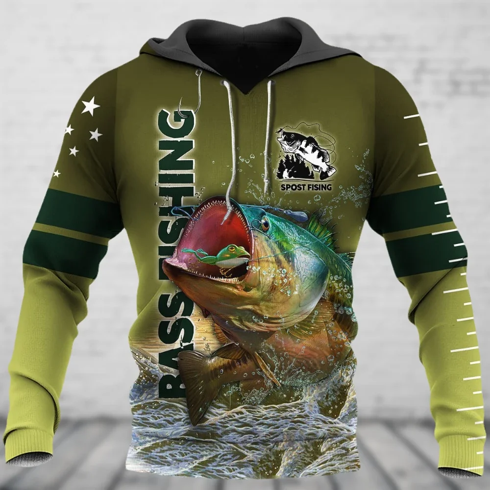 Autumn Fishing Hoodies Men's Sweatshirt 3D Fish Animal Graphic Sweatshirts Mens Clothing y2k Clothing Funny Pullover Tops